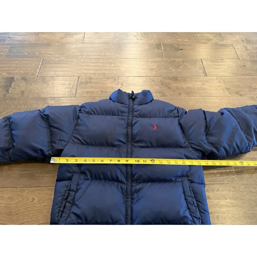 Vintage Polo Ralph Lauren Youth Navy Blue Puffer Down Full Zip Jacket M 12/14